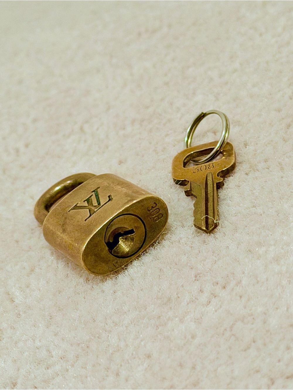 Louis Vuitton Gold Brass Padlock with Key - Picture 2 of 6